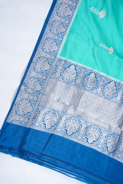 Sea-Green Pure Mango Katan Silk Handwoven Saree