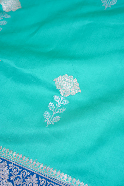 Sea-Green Pure Mango Katan Silk Handwoven Saree