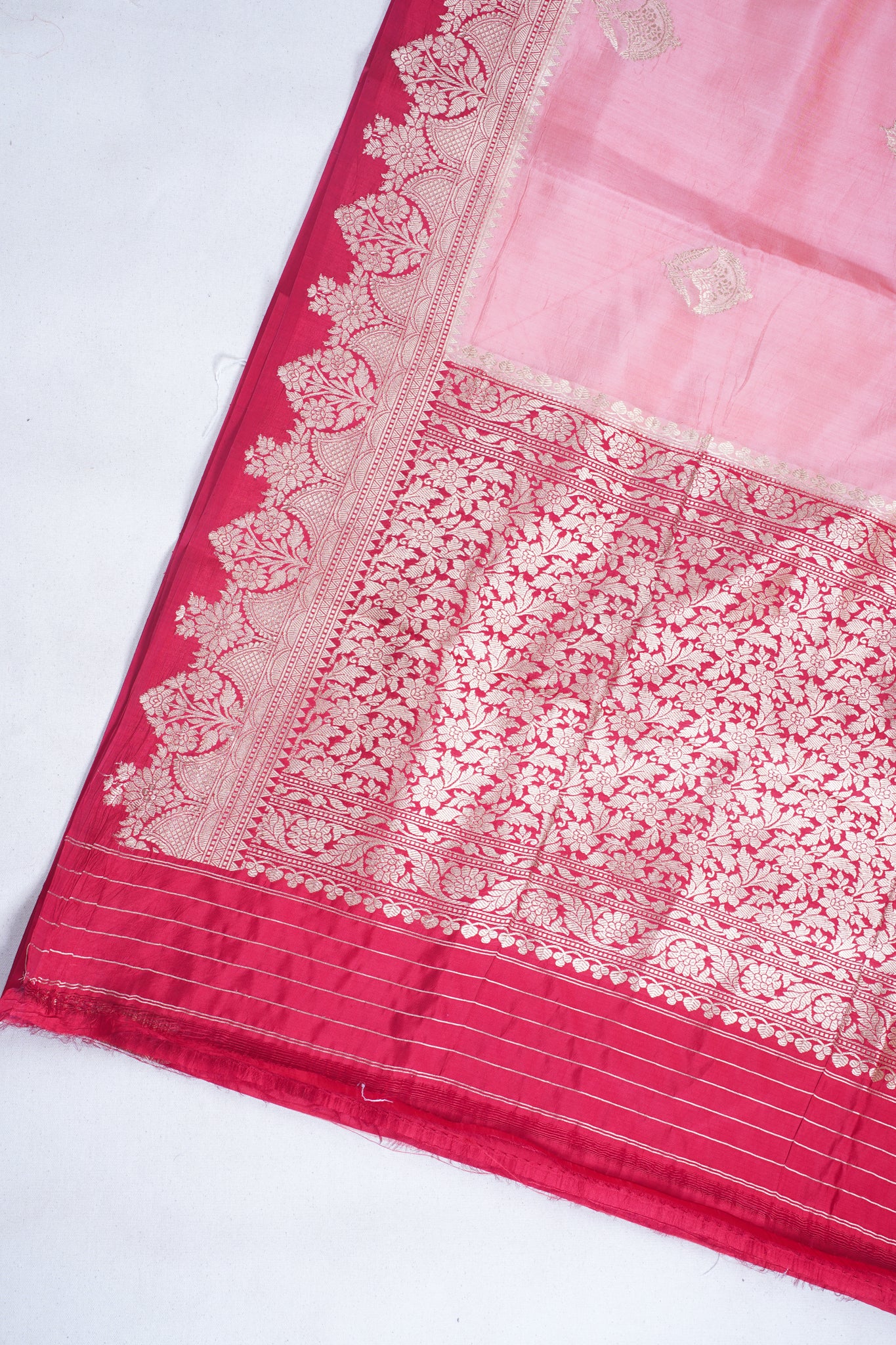 Peach-Pink Pure Mango Katan Silk Handwoven Saree