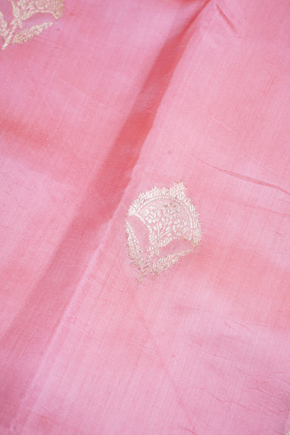 Peach-Pink Pure Mango Katan Silk Handwoven Saree