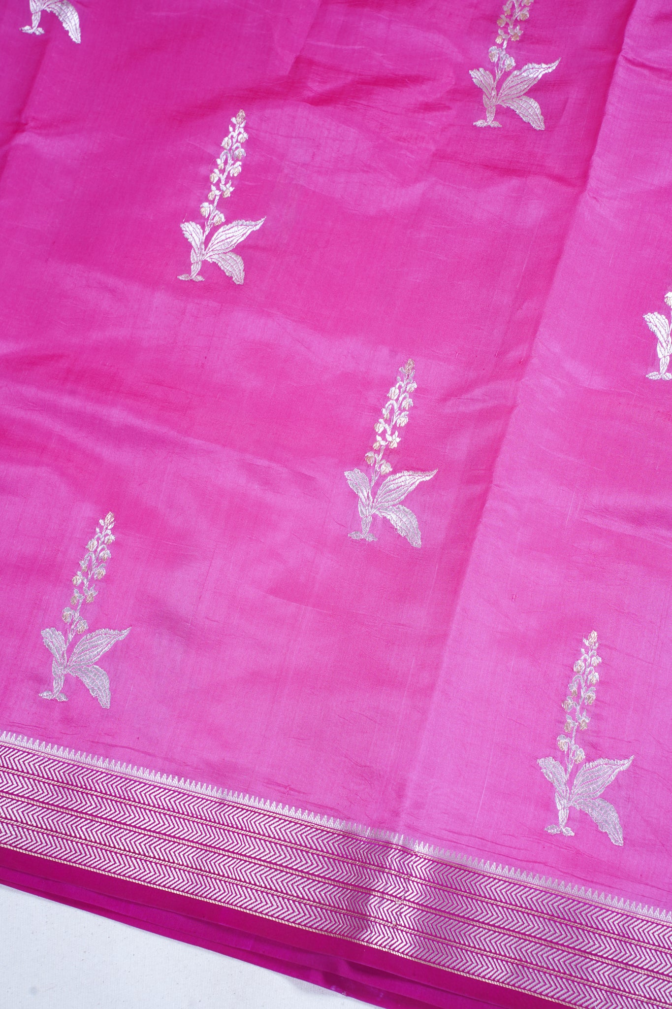 Rani Pink Pure Mango Katan Silk Handwoven Saree