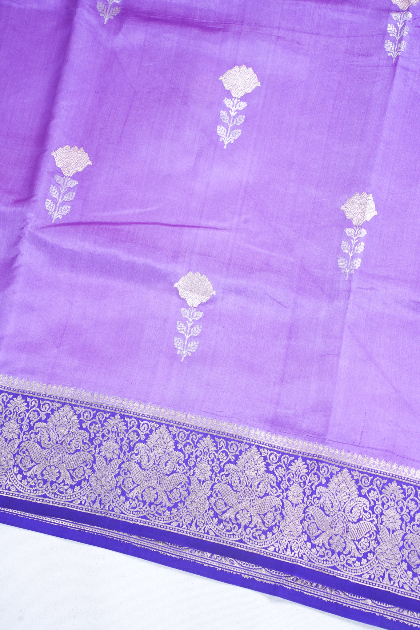 Lavender Purple Pure Mango Katan Silk Handwoven Saree