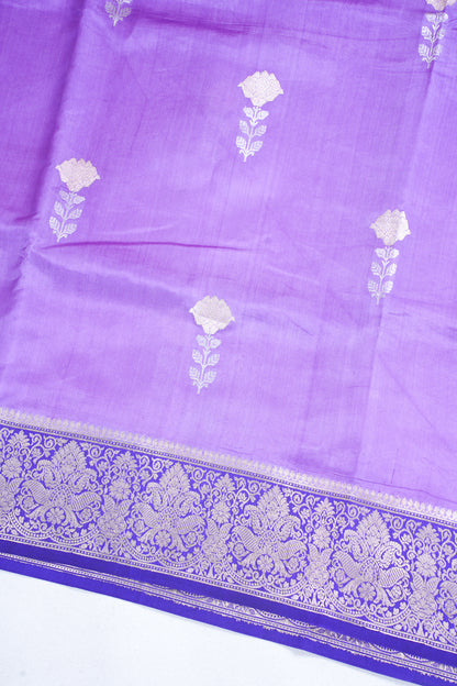 Lavender Purple Pure Mango Katan Silk Handwoven Saree
