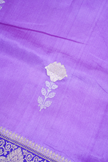 Lavender Purple Pure Mango Katan Silk Handwoven Saree