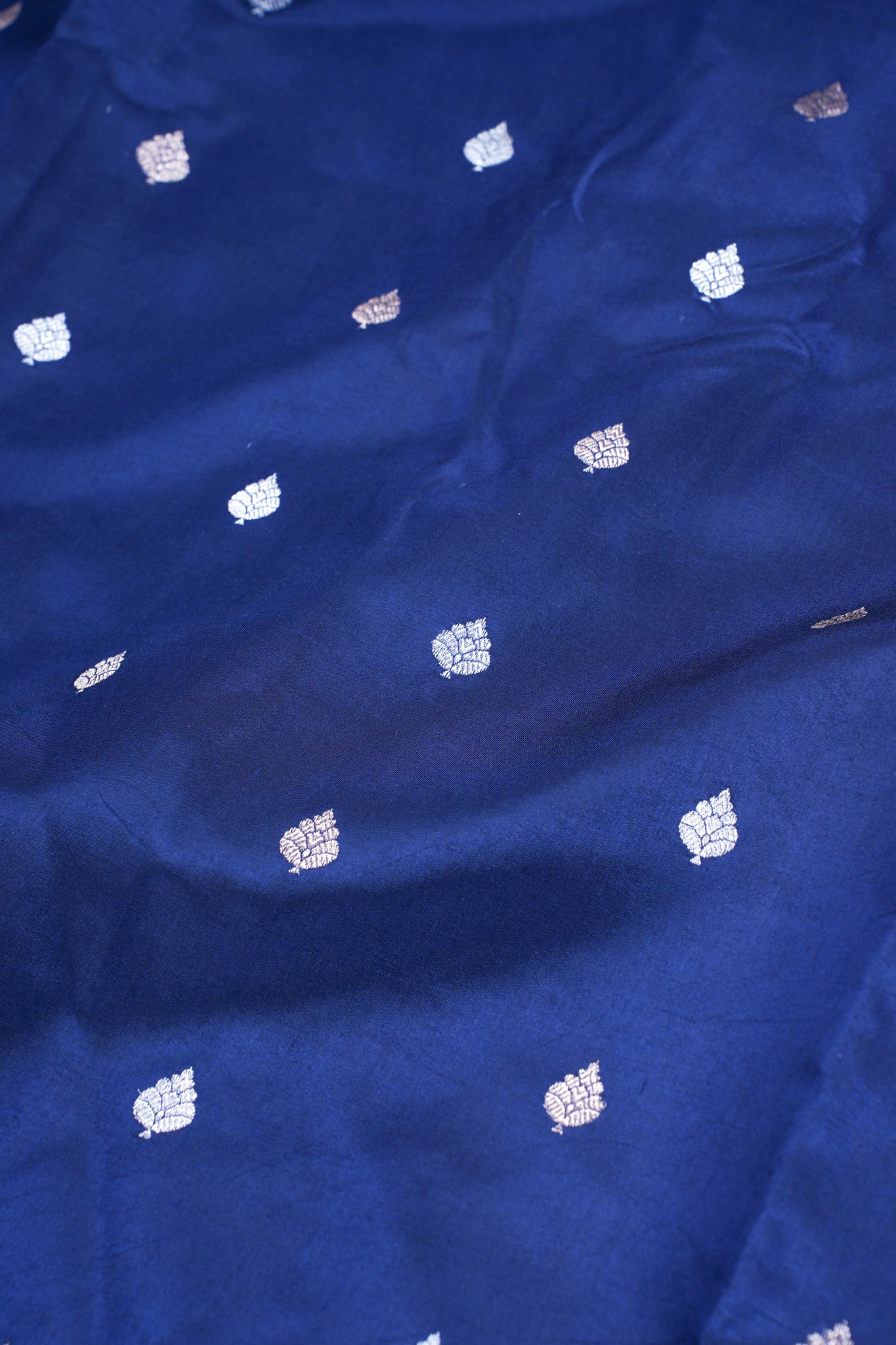 Navy Blue Pure Mango Katan Silk Handwoven Saree