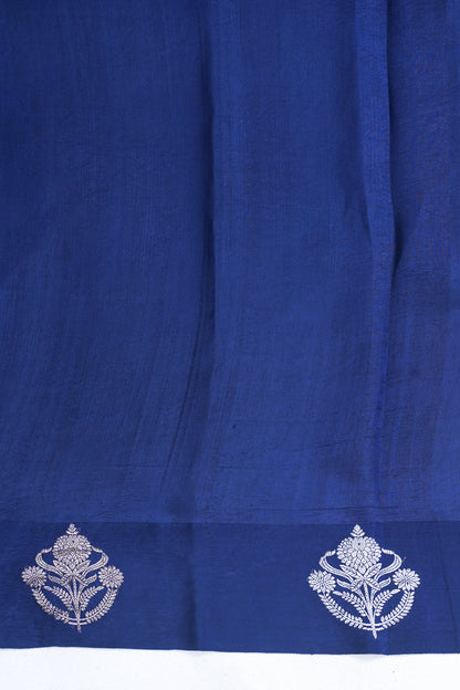 Navy Blue Pure Mango Katan Silk Handwoven Saree