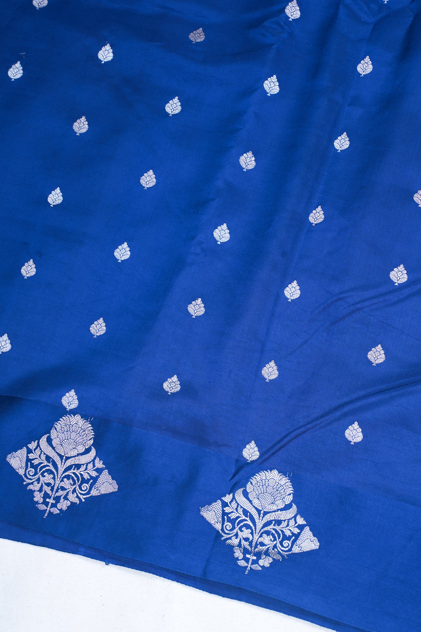 Royal Blue Pure Mango Katan Silk Handwoven Saree