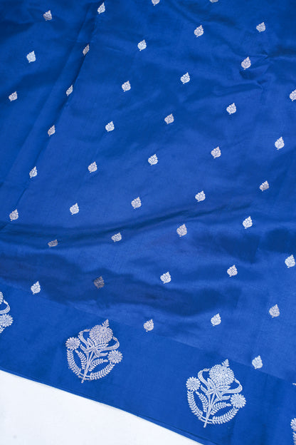 Royal Blue Pure Mango Katan Silk Handwoven Saree
