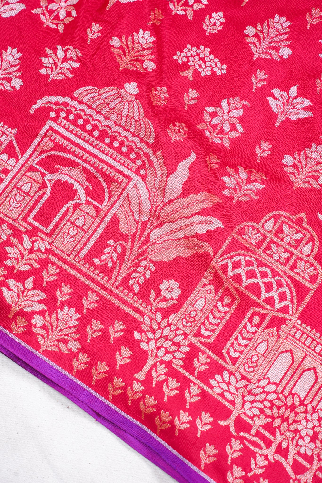 Red Pure Cotton Jamdani Handwoven Saree