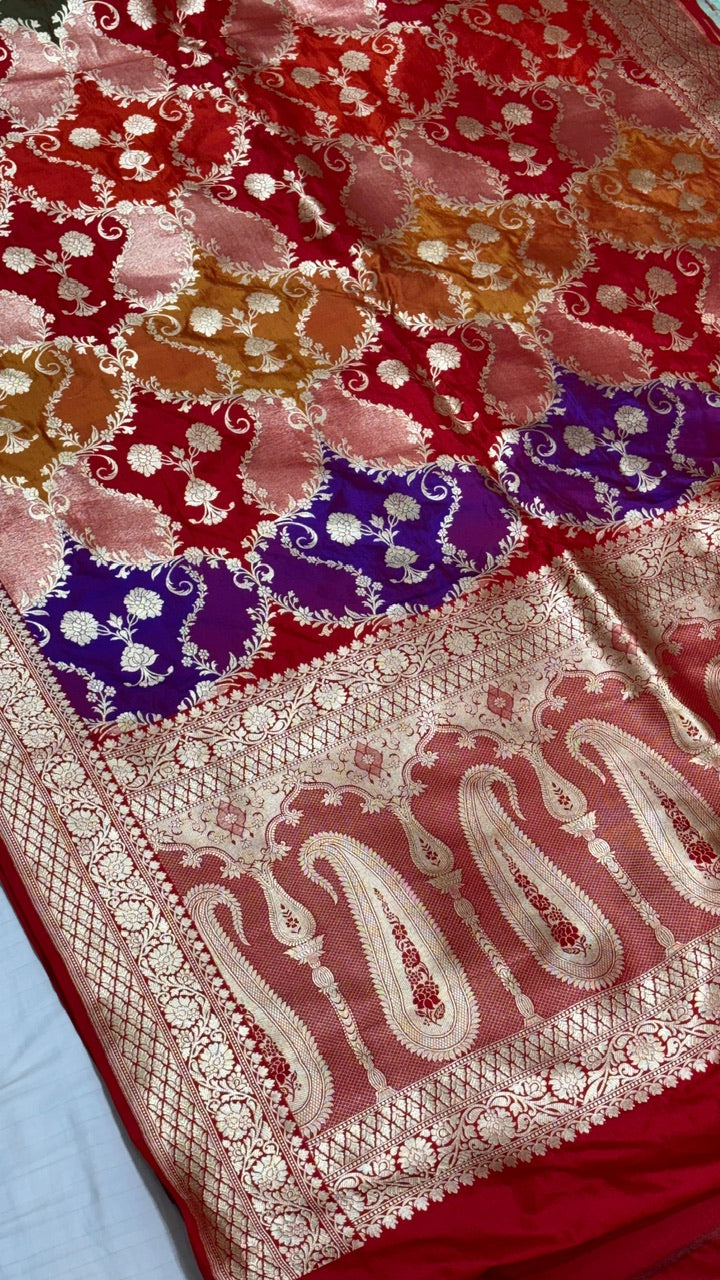 Red Pure Banarasi Katan Silk Saree