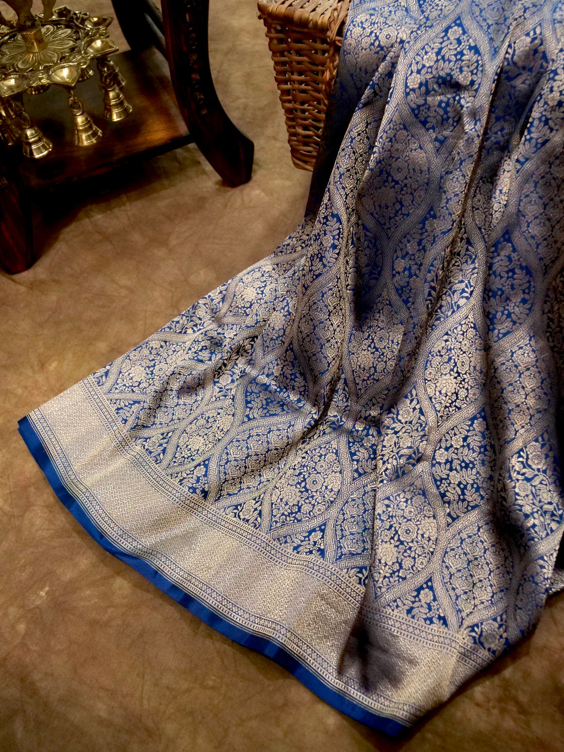 Royal Blue Handloom Pure Katan Silk Banarasi Brocade Saree