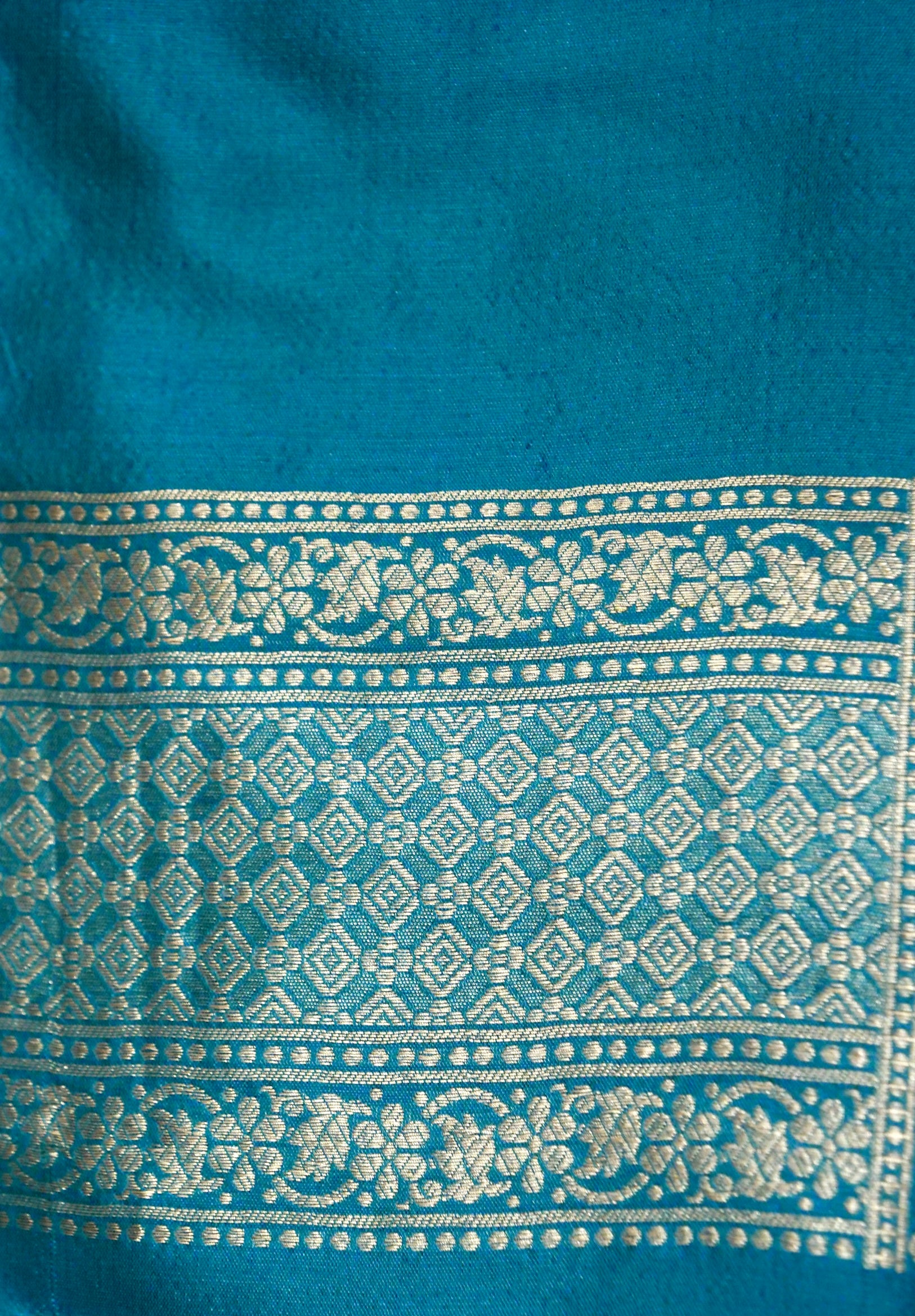 Teal Blue Handwoven Banarasi Pure Katan Silk Meenakari Brocade Saree