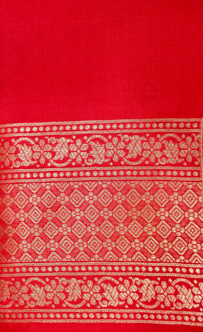 Red Handwoven Banarasi Pure Katan Silk Meenakari Brocade Saree