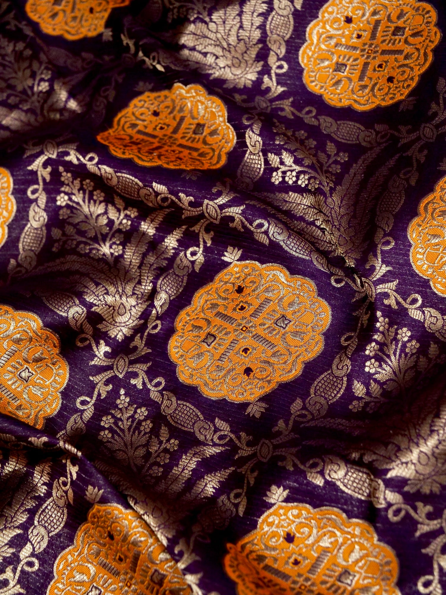 Purple Handwoven Banarasi Pure Katan Silk Meenakari Brocade Saree