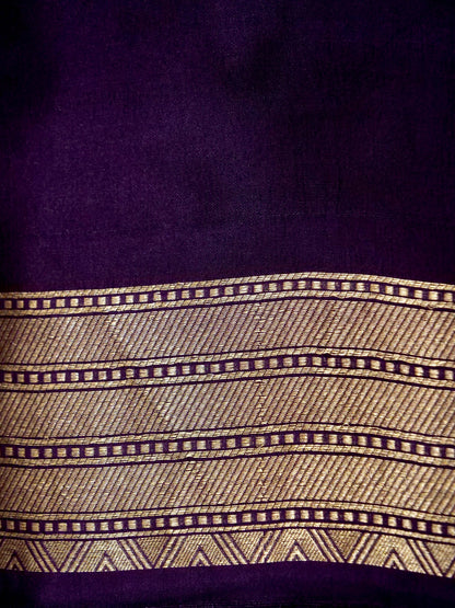 Purple Handwoven Banarasi Pure Katan Silk Meenakari Brocade Saree