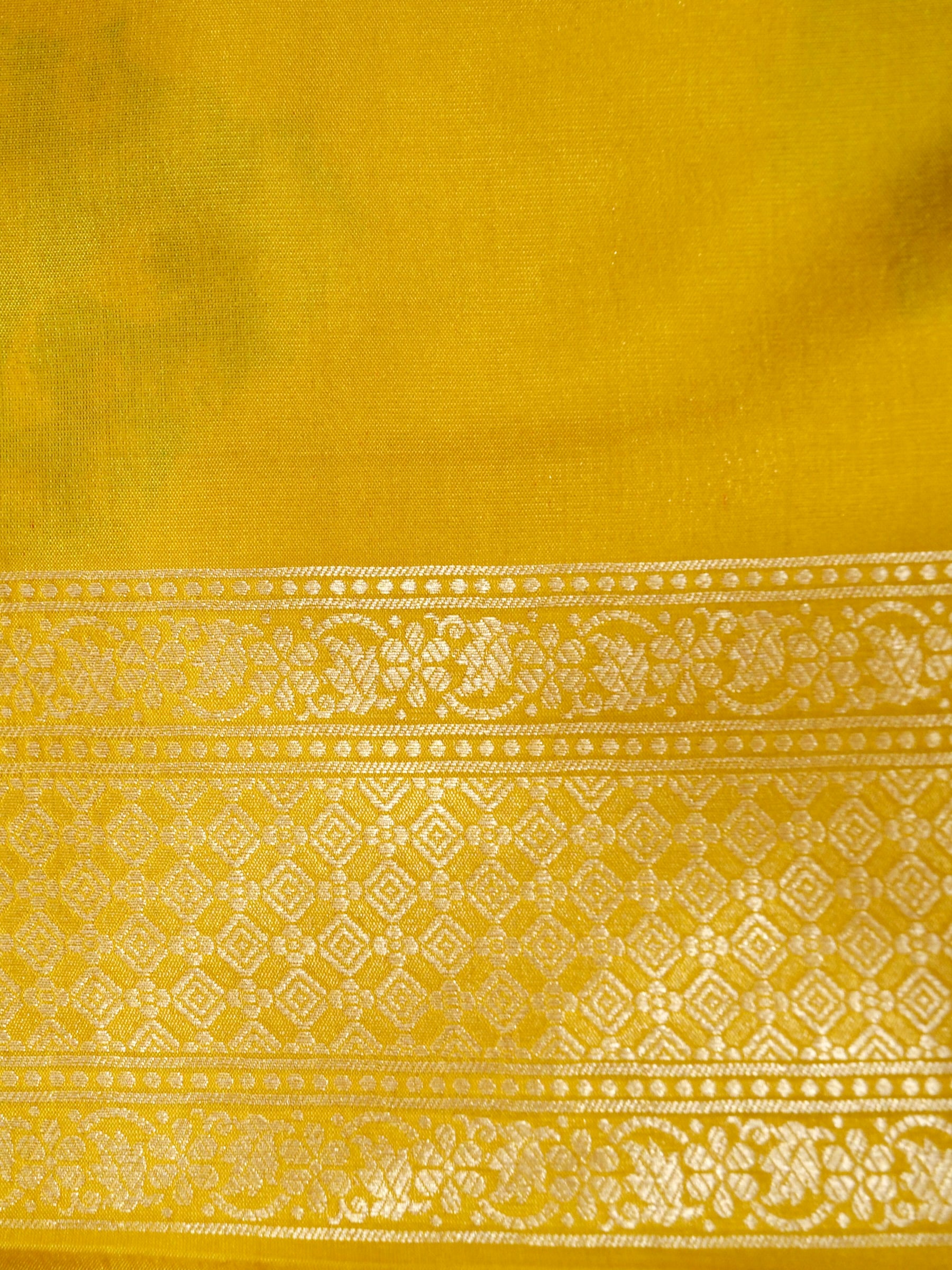 Yellow Handwoven Banarasi Pure Katan Silk Meenakari Brocade Saree