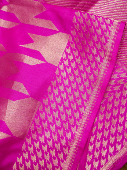Pink Handloom Pure Katan Silk Banarasi Brocade Saree