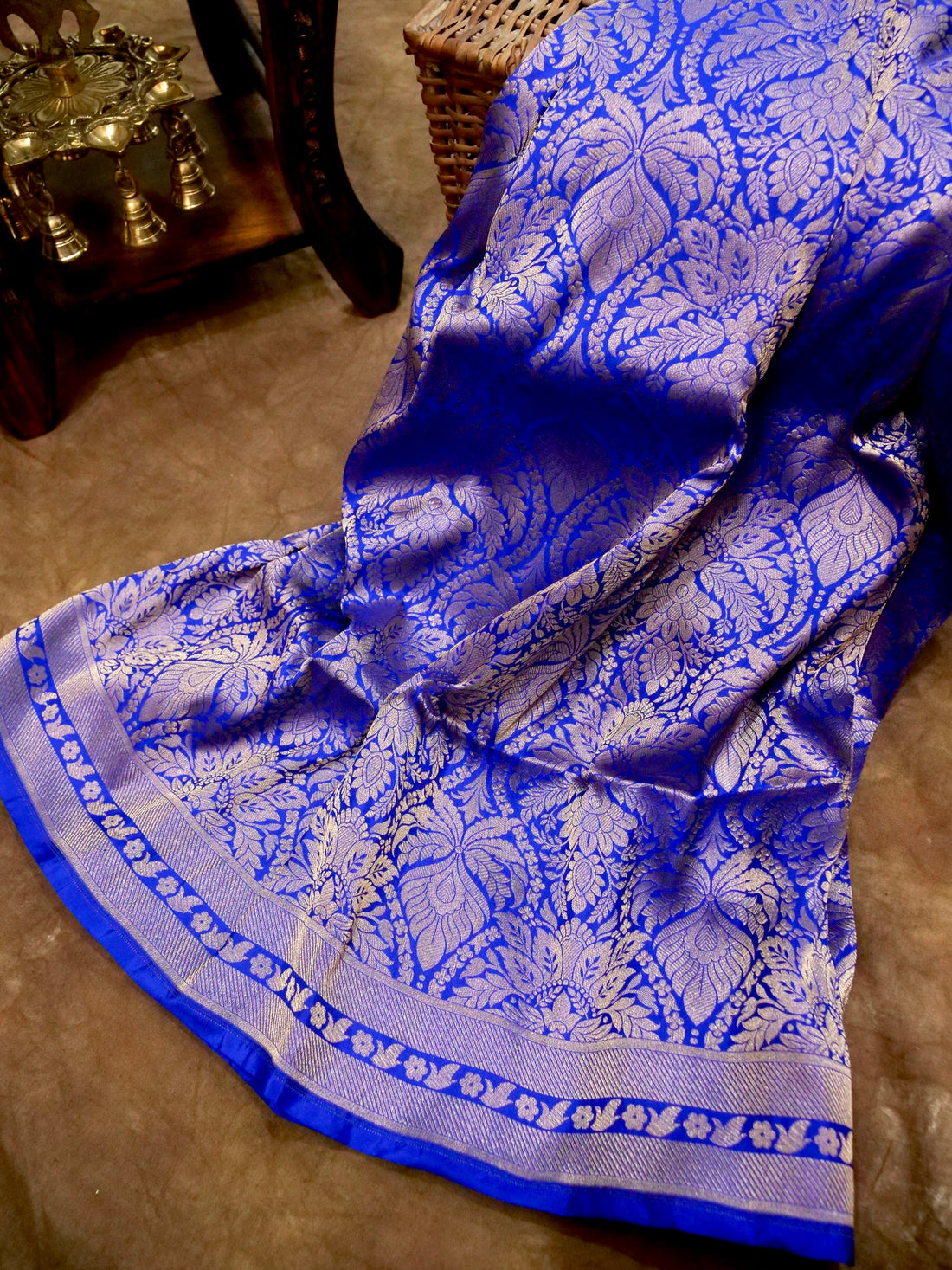 Royal Blue Handloom Pure Katan Silk Banarasi Brocade Saree