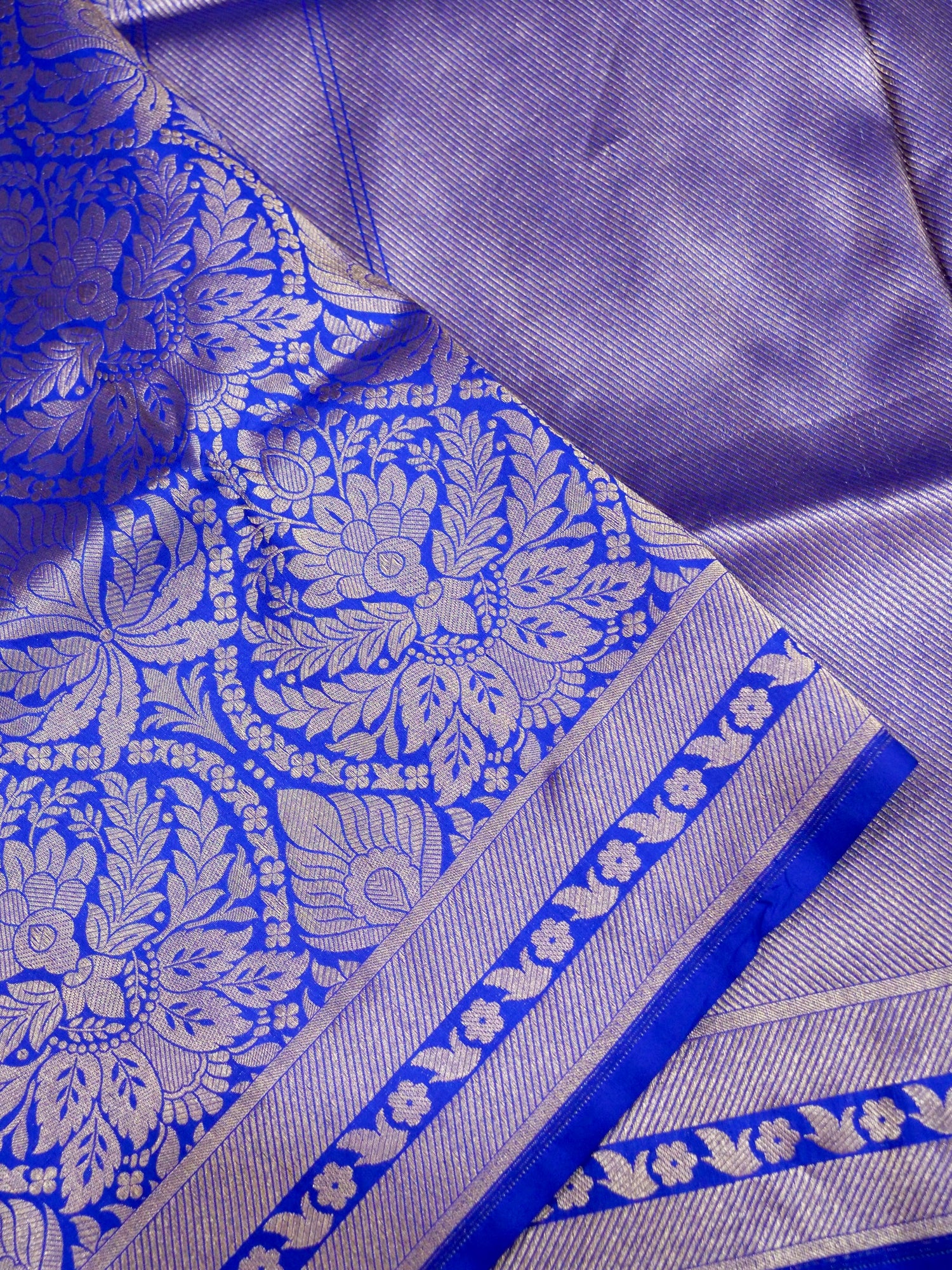 Royal Blue Handloom Pure Katan Silk Banarasi Brocade Saree