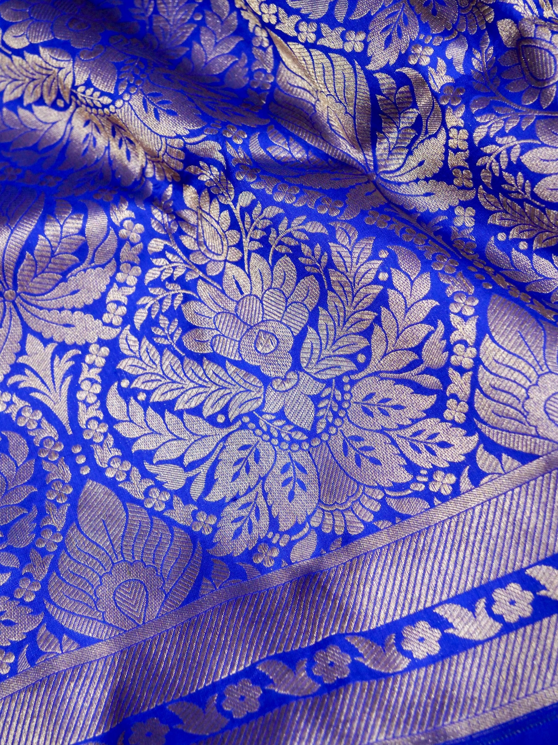 Royal Blue Handloom Pure Katan Silk Banarasi Brocade Saree