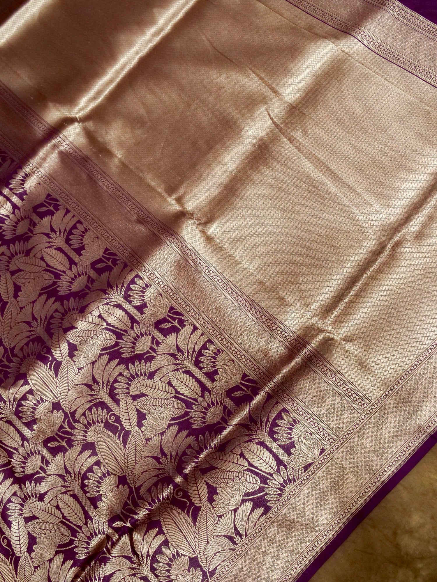 Wine Purple Handloom Pure Katan Silk Banarasi Brocade Saree