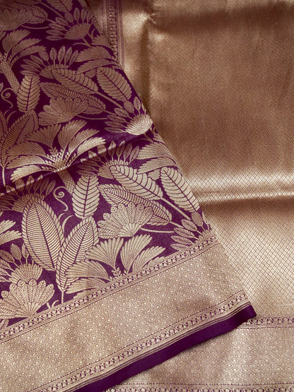 Wine Purple Handloom Pure Katan Silk Banarasi Brocade Saree