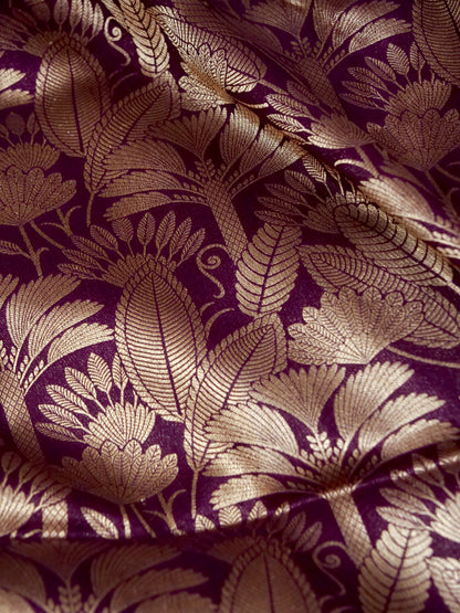 Wine Purple Handloom Pure Katan Silk Banarasi Brocade Saree