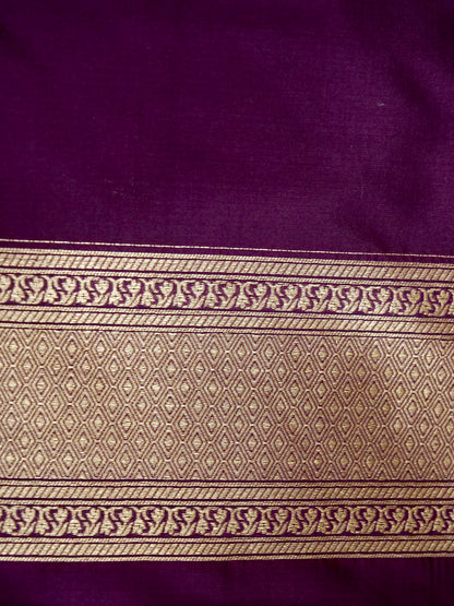 Wine Purple Handloom Pure Katan Silk Banarasi Brocade Saree