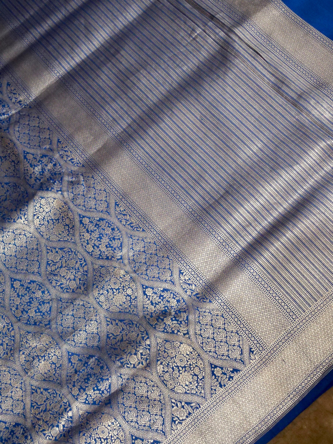 Royal Blue Handloom Pure Katan Silk Banarasi Brocade Saree