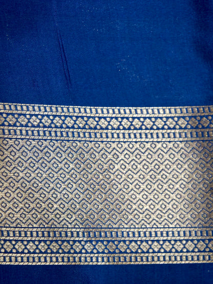 Royal Blue Handloom Pure Katan Silk Banarasi Brocade Saree