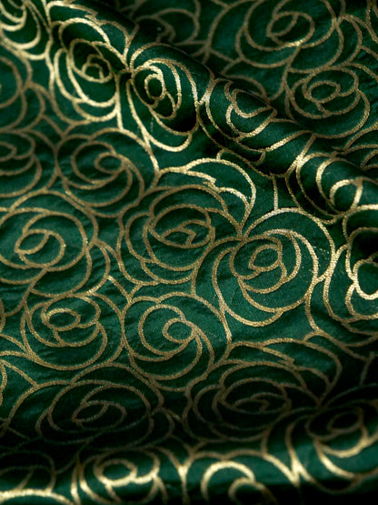 Bottle Green Handloom Pure Katan Silk Banarasi Brocade Saree