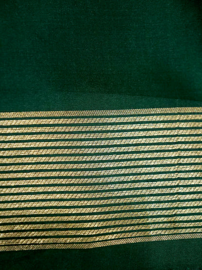 Bottle Green Handloom Pure Katan Silk Banarasi Brocade Saree