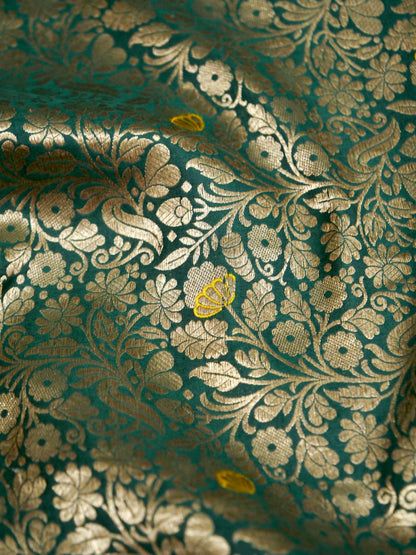 Green Handwoven Banarasi Pure Katan Silk Meenakari Brocade Saree
