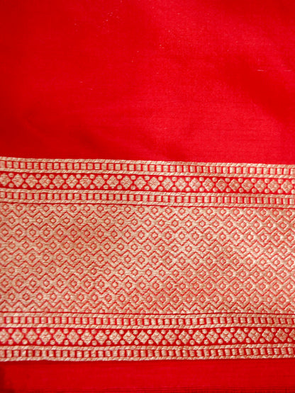 Red Handwoven Banarasi Pure Katan Silk Meenakari Brocade Saree