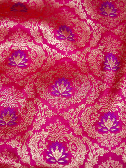 Rani Pink Handwoven Banarasi Pure Katan Silk Meenakari Brocade Saree