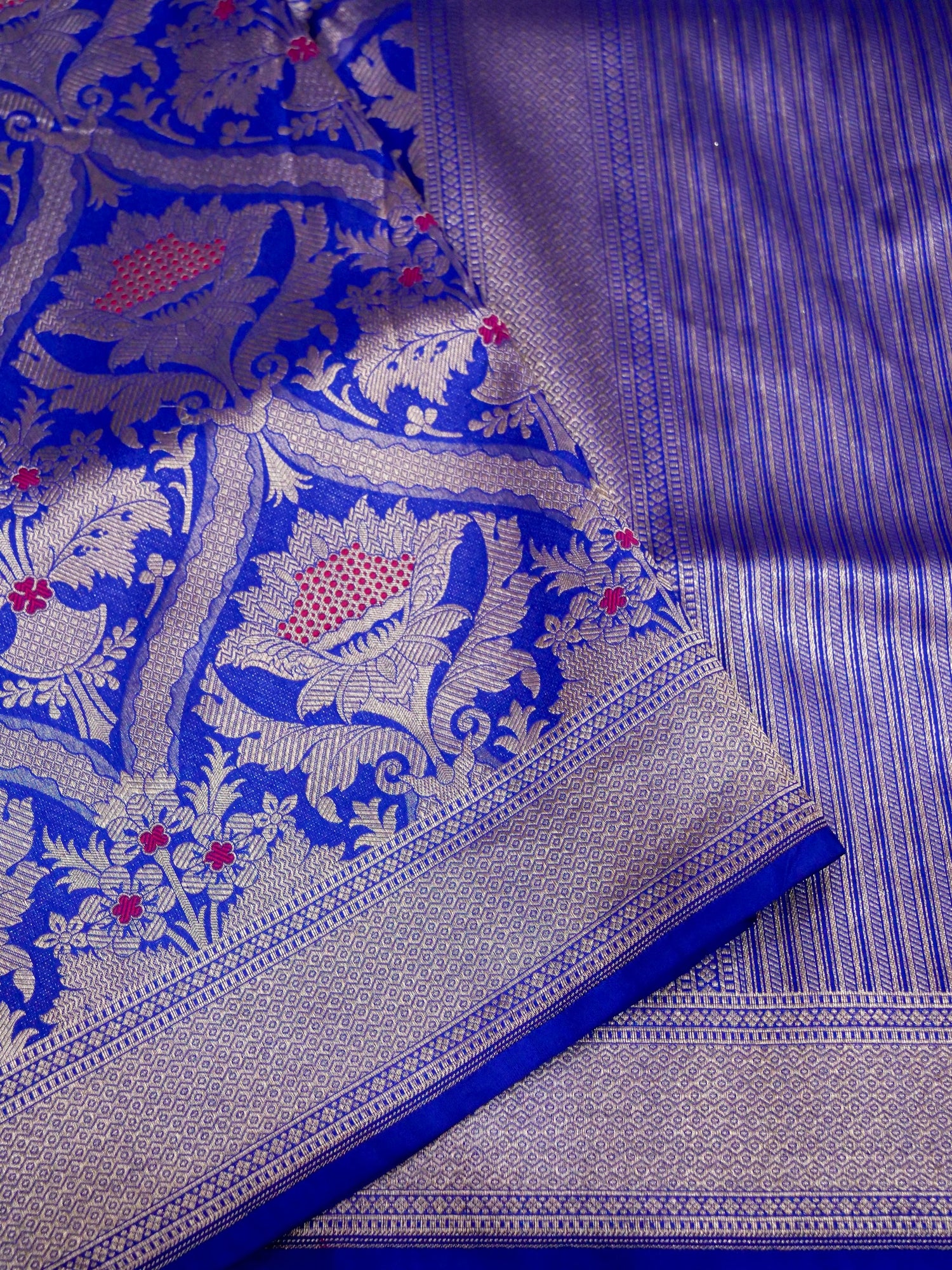 Royal Blue Handwoven Banarasi Pure Katan Silk Meenakari Brocade Saree