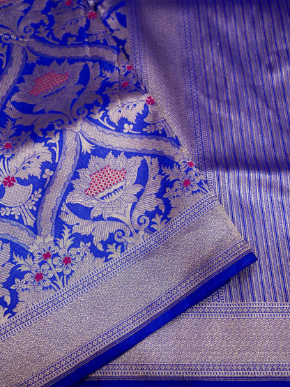 Royal Blue Handwoven Banarasi Pure Katan Silk Meenakari Brocade Saree