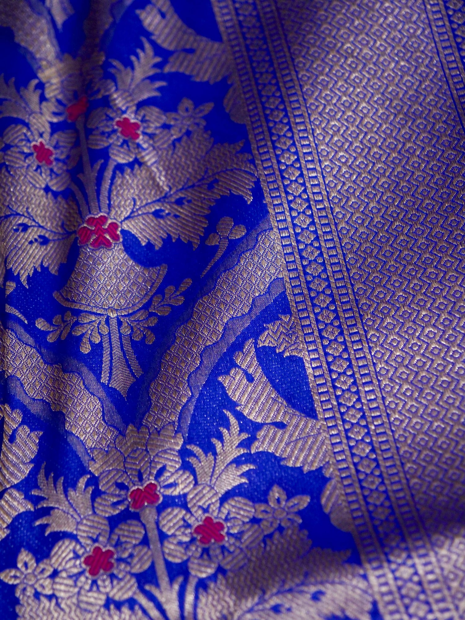 Royal Blue Handwoven Banarasi Pure Katan Silk Meenakari Brocade Saree