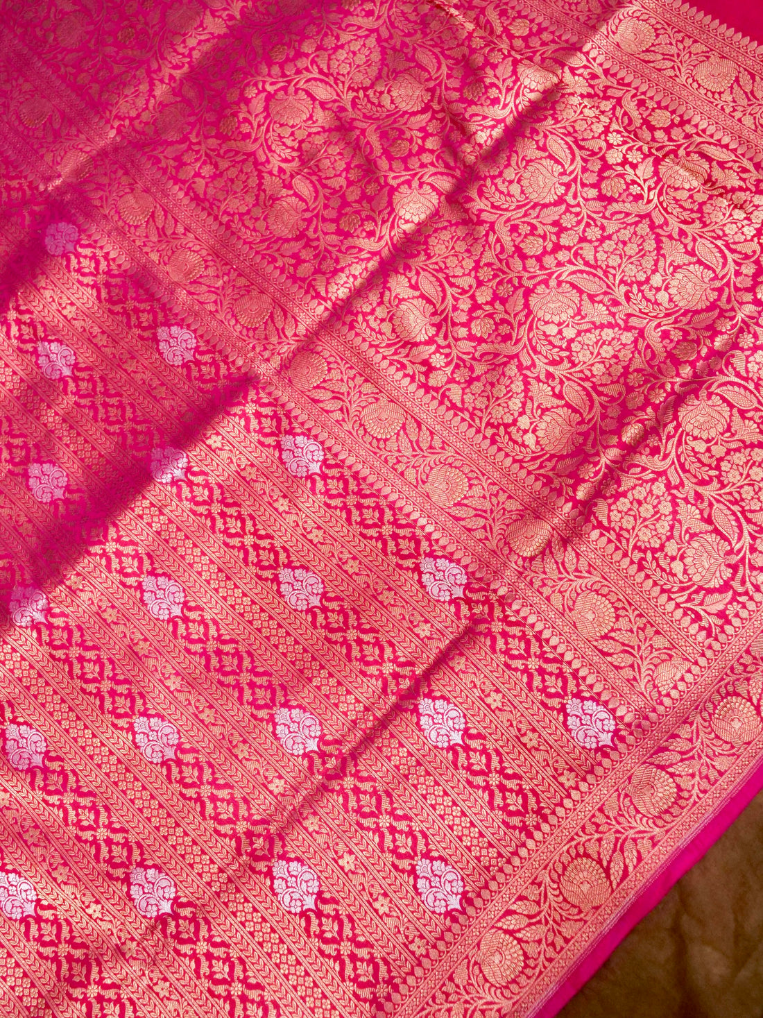 Rani Pink Handwoven Banarasi Pure Katan Silk Meenakari Brocade Saree