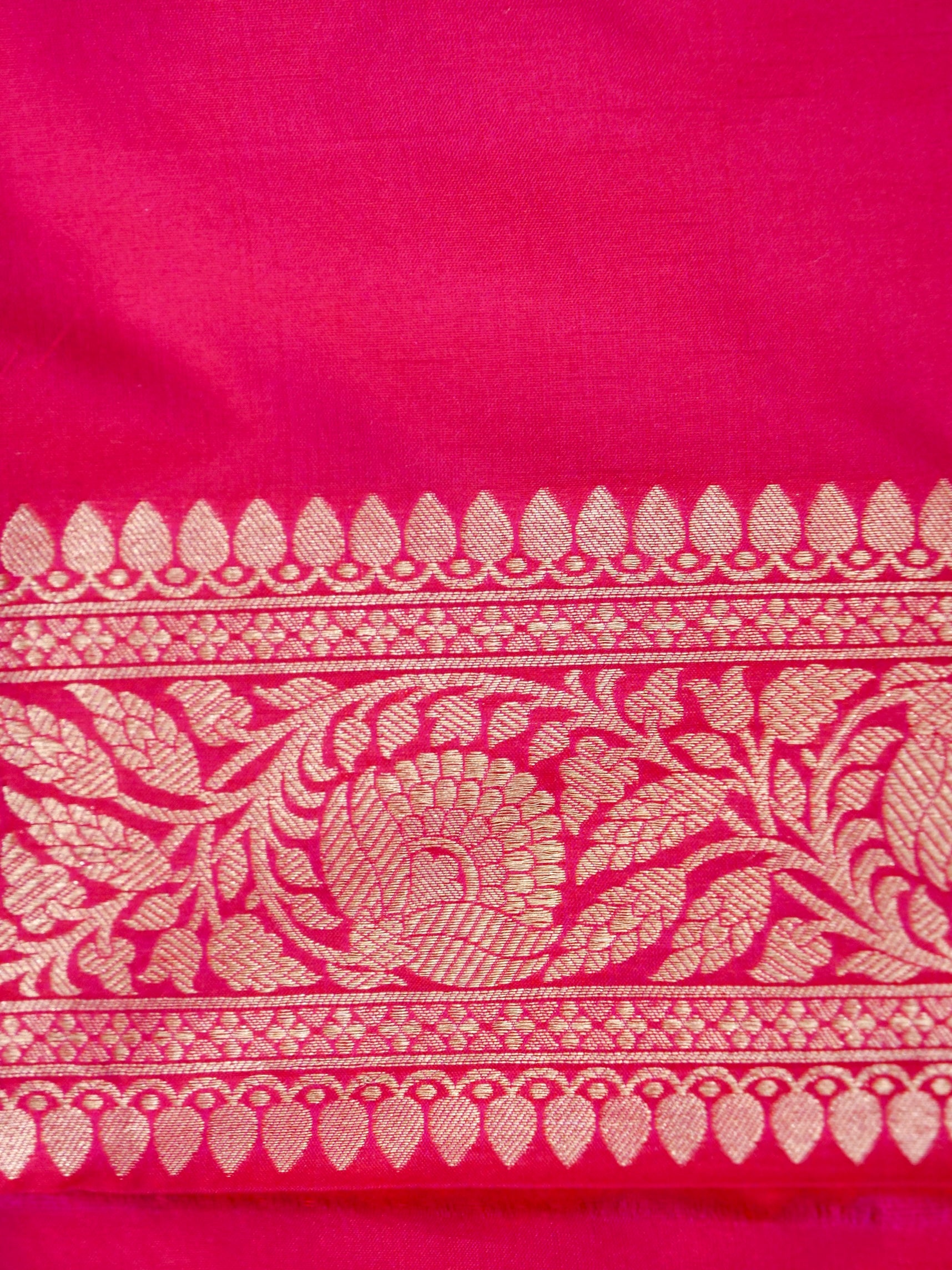 Rani Pink Handwoven Banarasi Pure Katan Silk Meenakari Brocade Saree