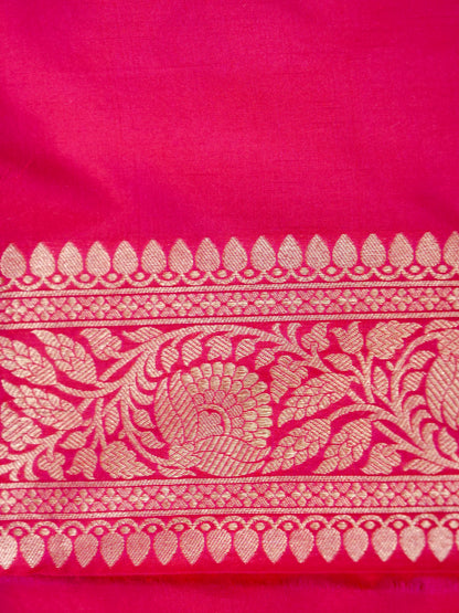 Rani Pink Handwoven Banarasi Pure Katan Silk Meenakari Brocade Saree