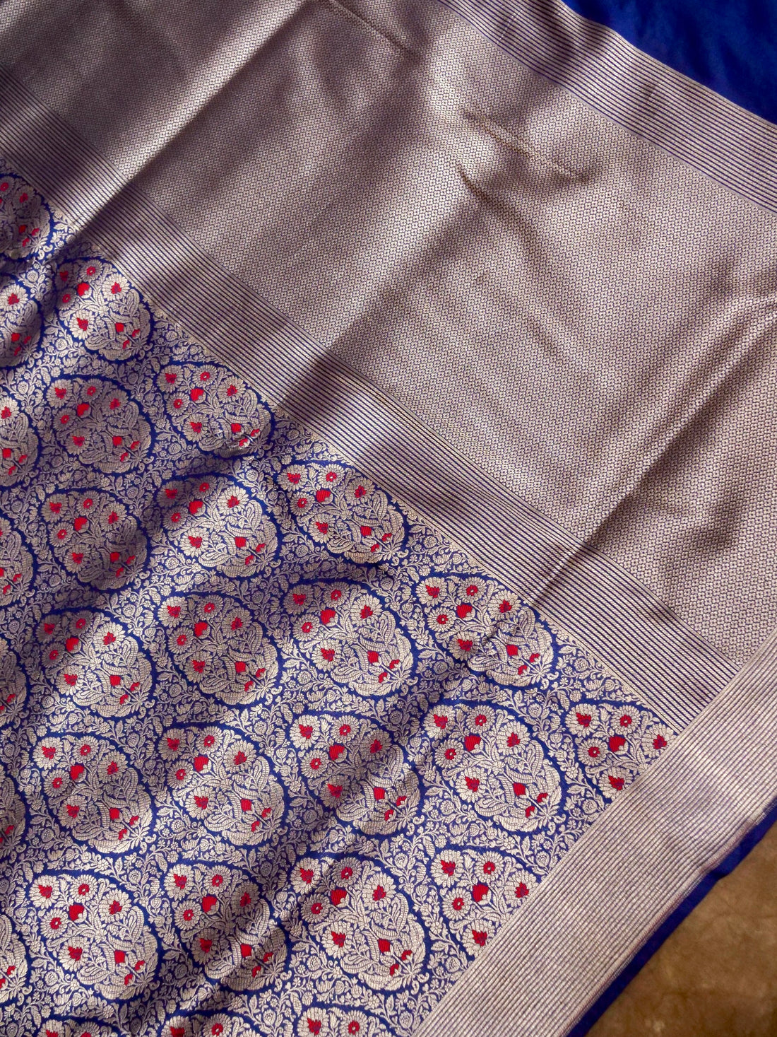 Royal Blue Handwoven Banarasi Pure Katan Silk Meenakari Brocade Saree