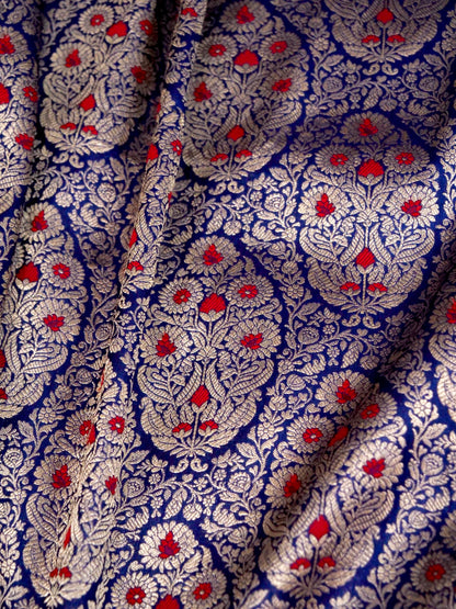 Royal Blue Handwoven Banarasi Pure Katan Silk Meenakari Brocade Saree