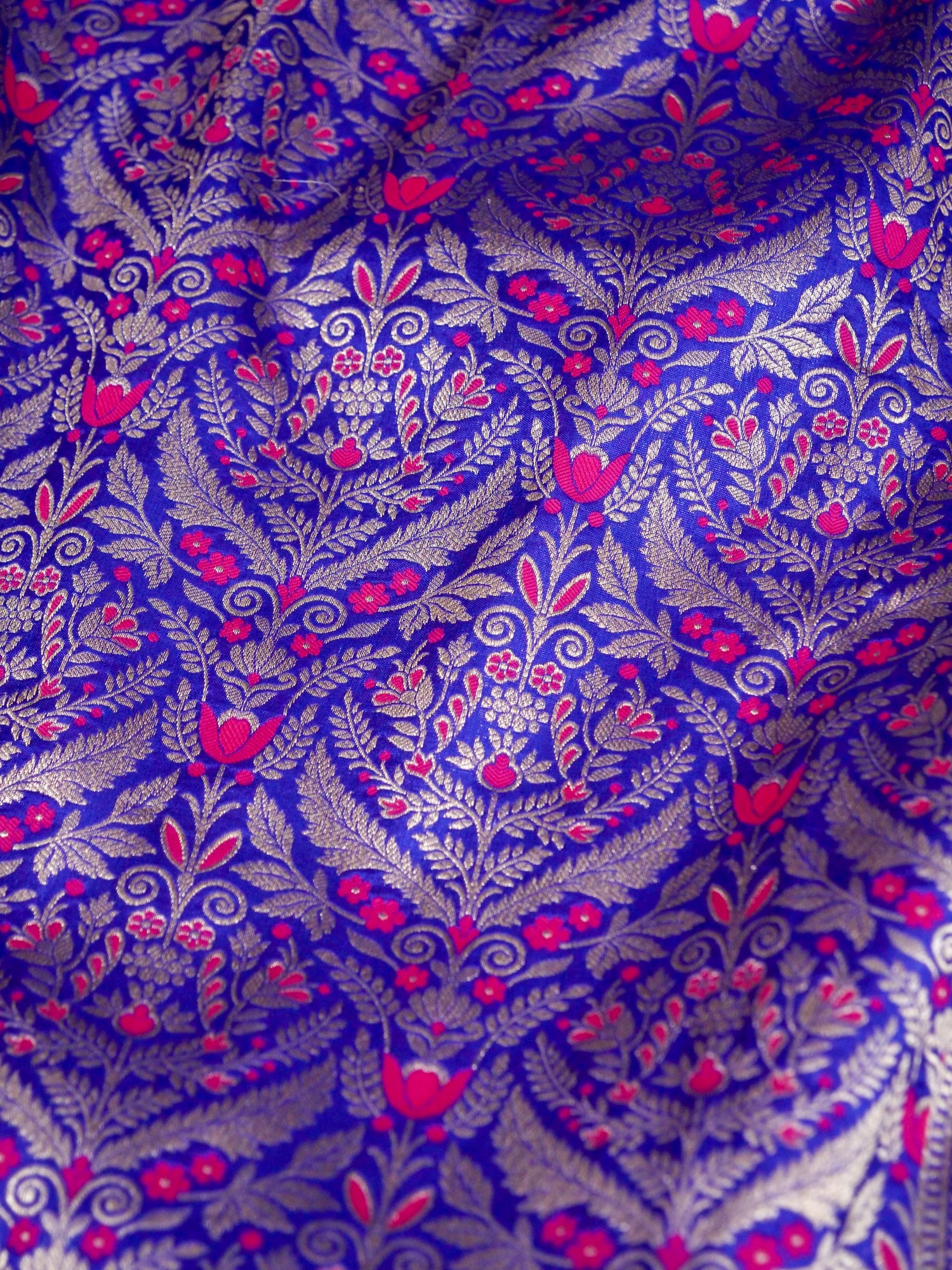 Royal Blue Handwoven Banarasi Pure Katan Silk Meenakari Brocade Saree