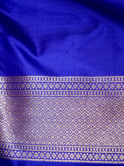 Royal Blue Handwoven Banarasi Pure Katan Silk Meenakari Brocade Saree