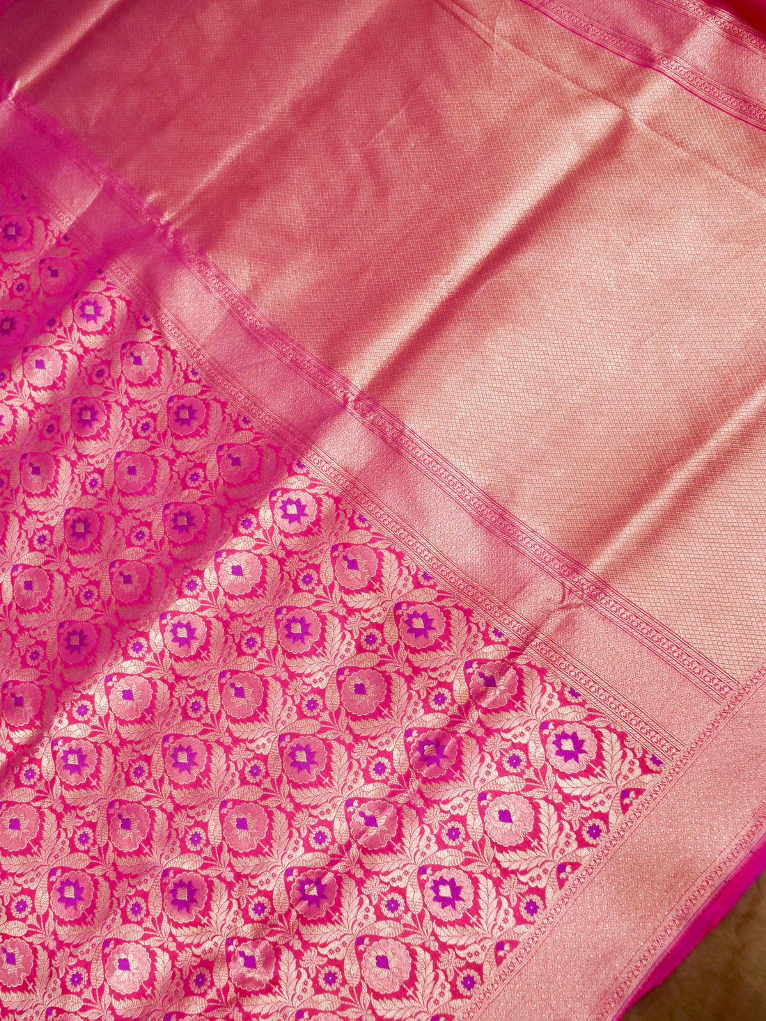 Pink Handwoven Banarasi Pure Katan Silk Meenakari Brocade Saree