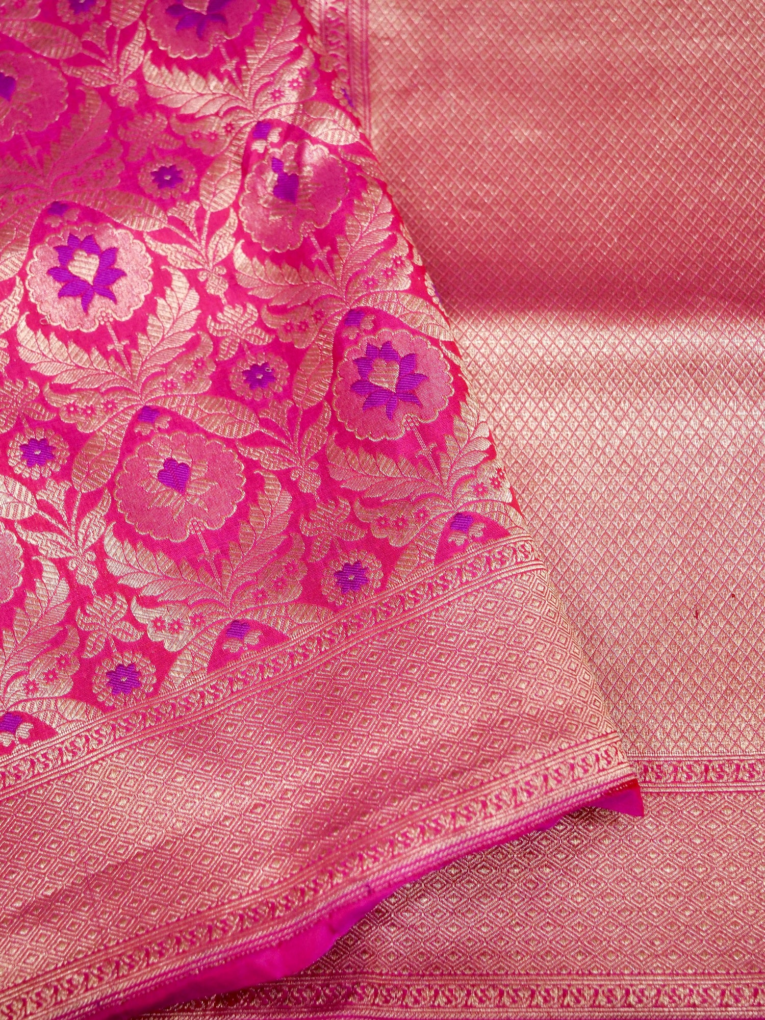 Pink Handwoven Banarasi Pure Katan Silk Meenakari Brocade Saree