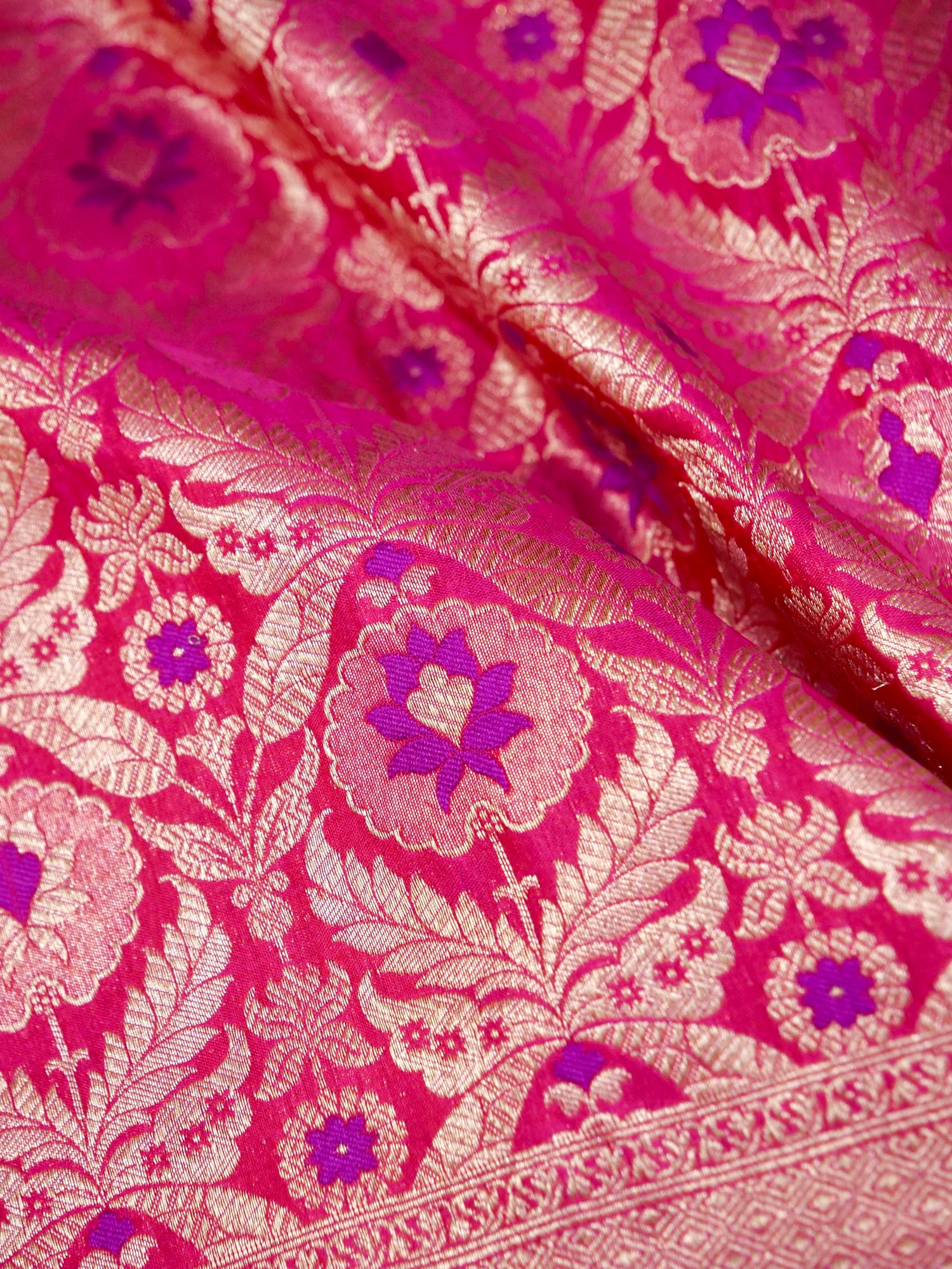 Pink Handwoven Banarasi Pure Katan Silk Meenakari Brocade Saree
