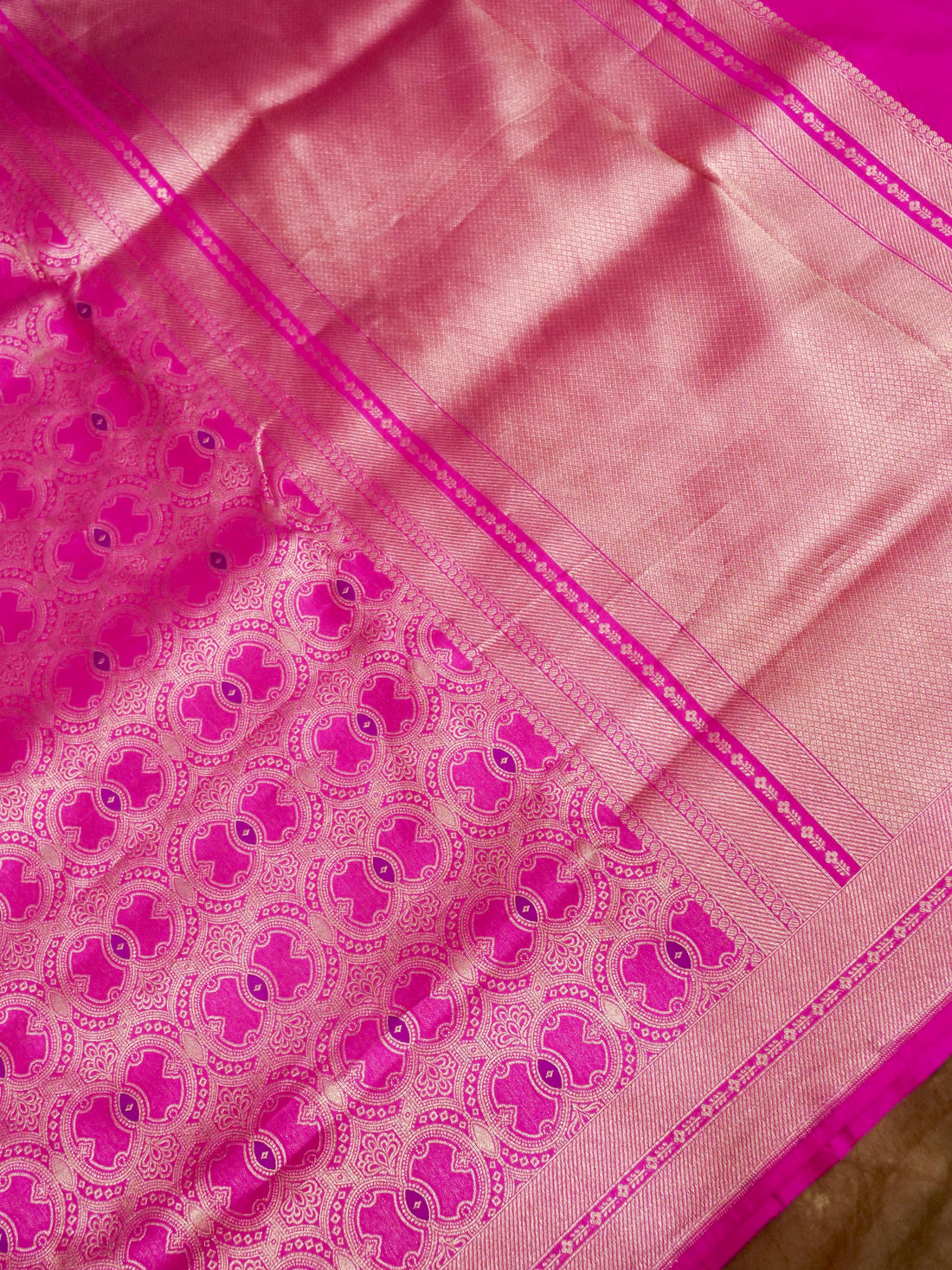 Rani Pink Handwoven Banarasi Pure Katan Silk Meenakari Brocade Saree