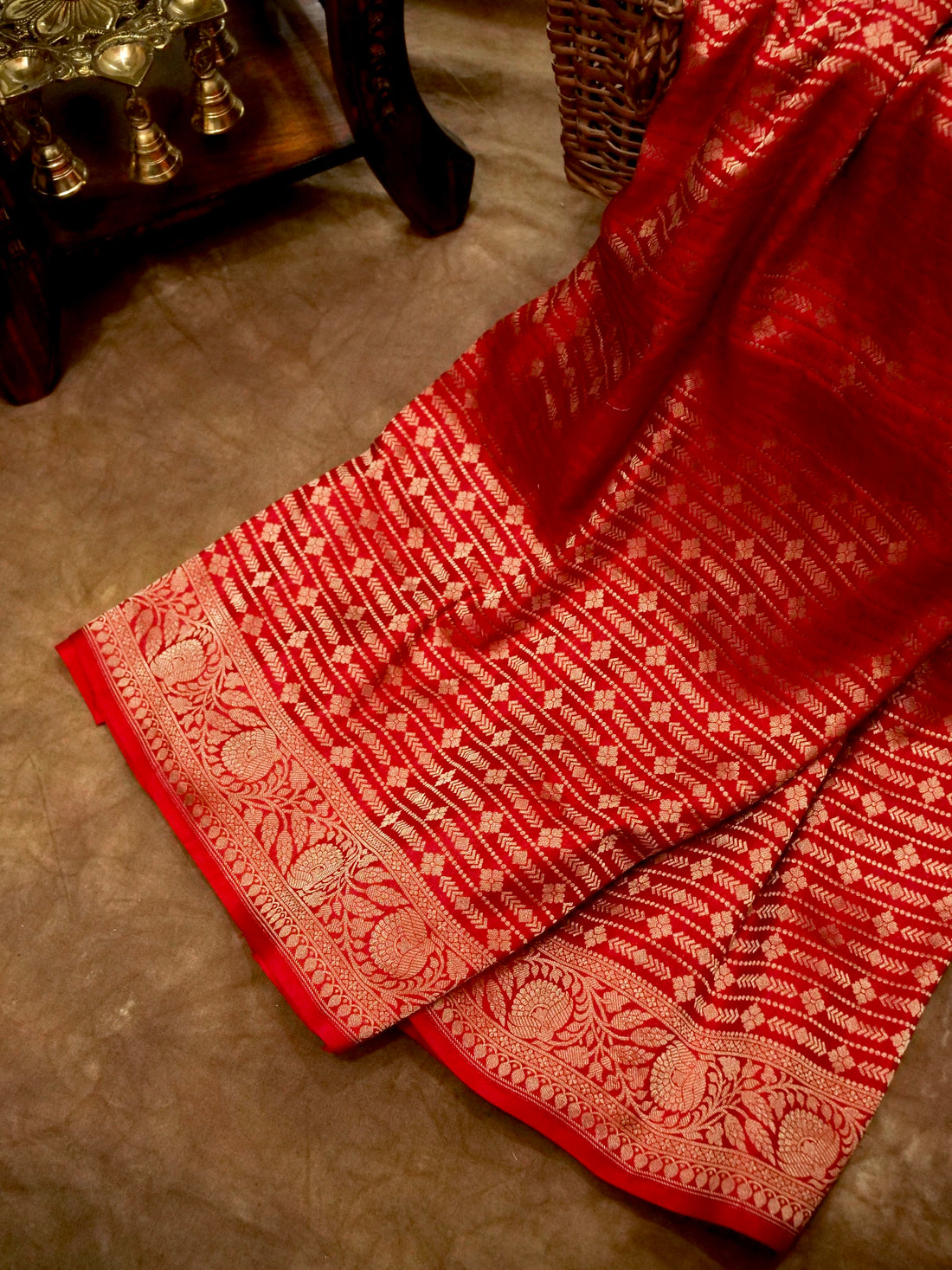 Ruby Red Handloom Pure Katan Silk Banarasi Brocade Saree